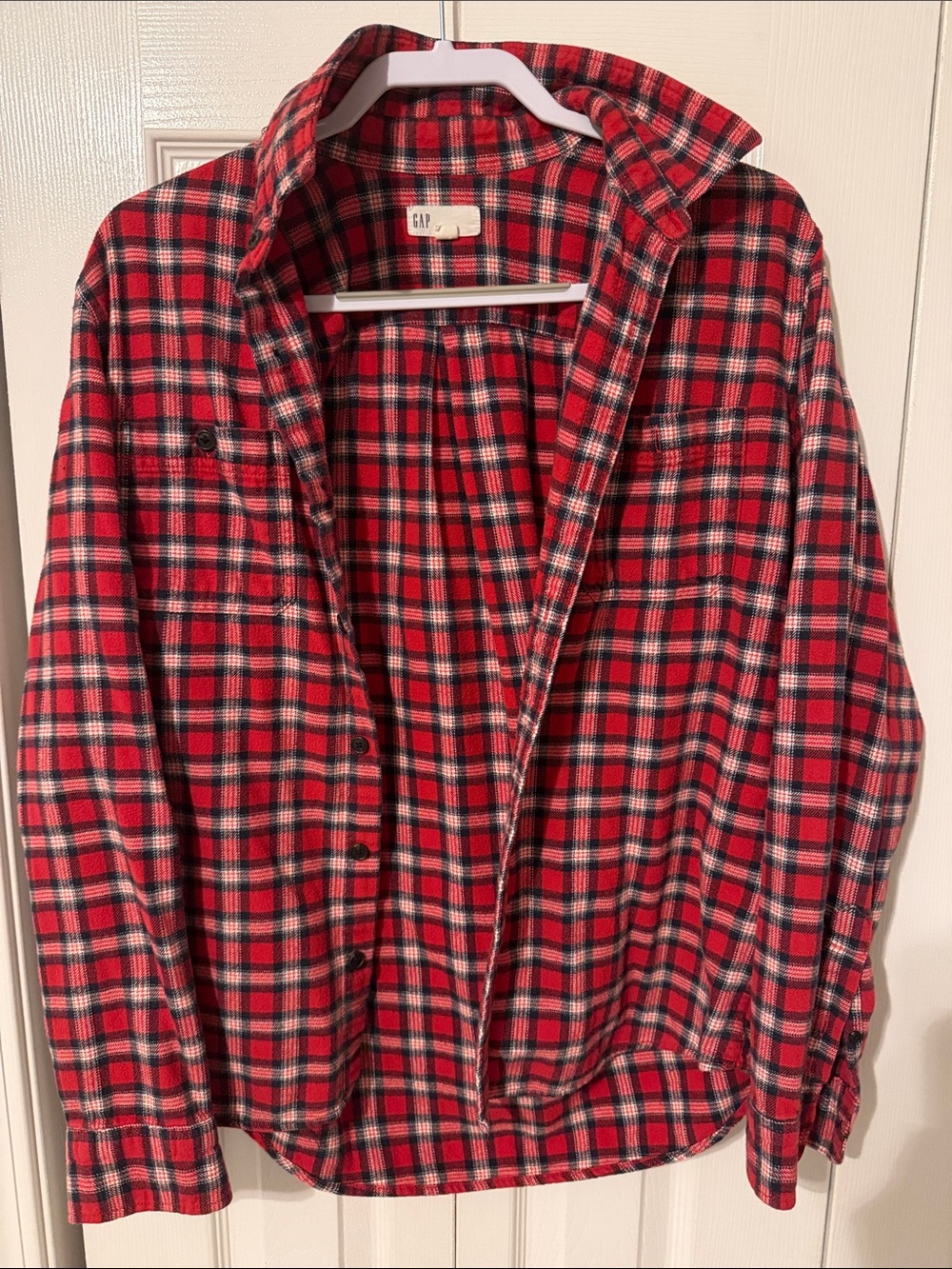 GAP Red and Black Plaid Button-Down Shirt